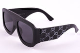 Gucci 08 Black Sunglasses with Engraved White Pattern Arms
