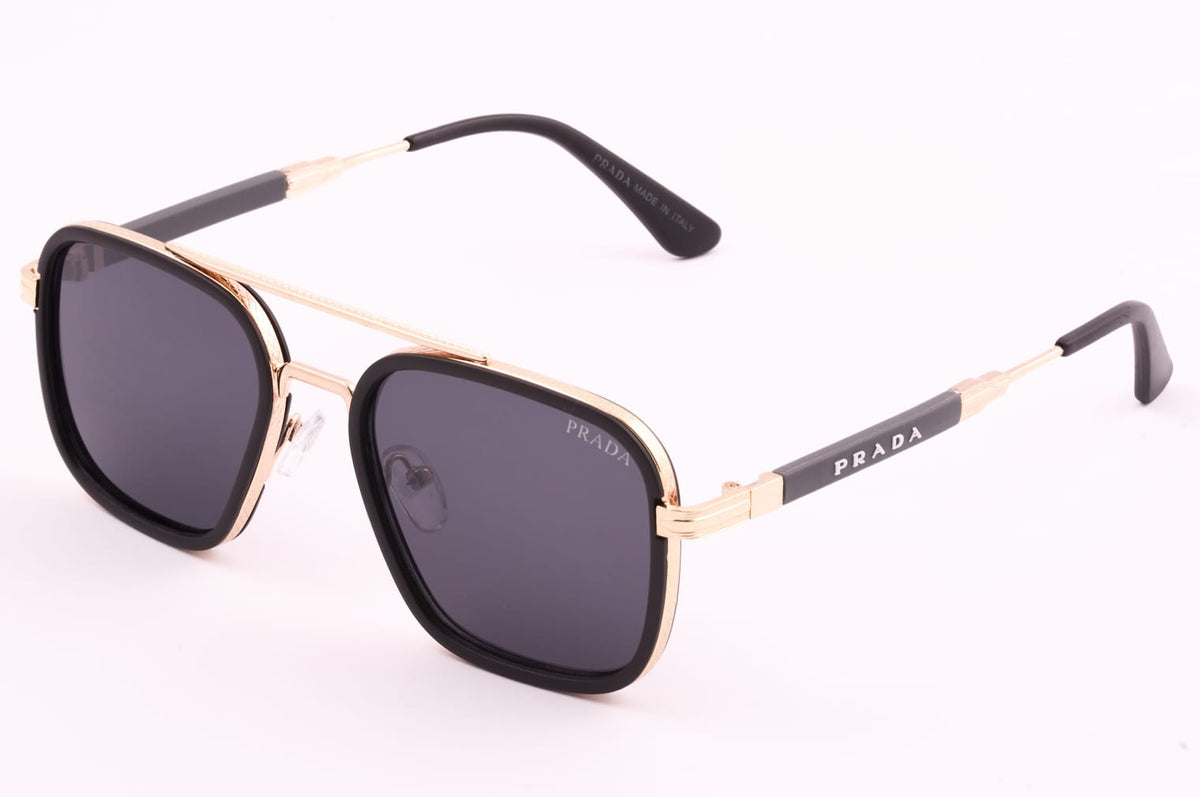 Prada 01 Black Wraparound Sunglasses – Bold & Modern