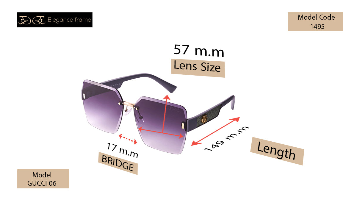 Gucci 06  Metal Frame Sunglasses with Partial Engraving and Gradient Lenses.