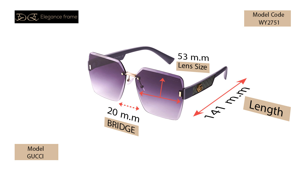 Gucci 06  Metal Frame Sunglasses with Partial Engraving and Gradient Lenses.