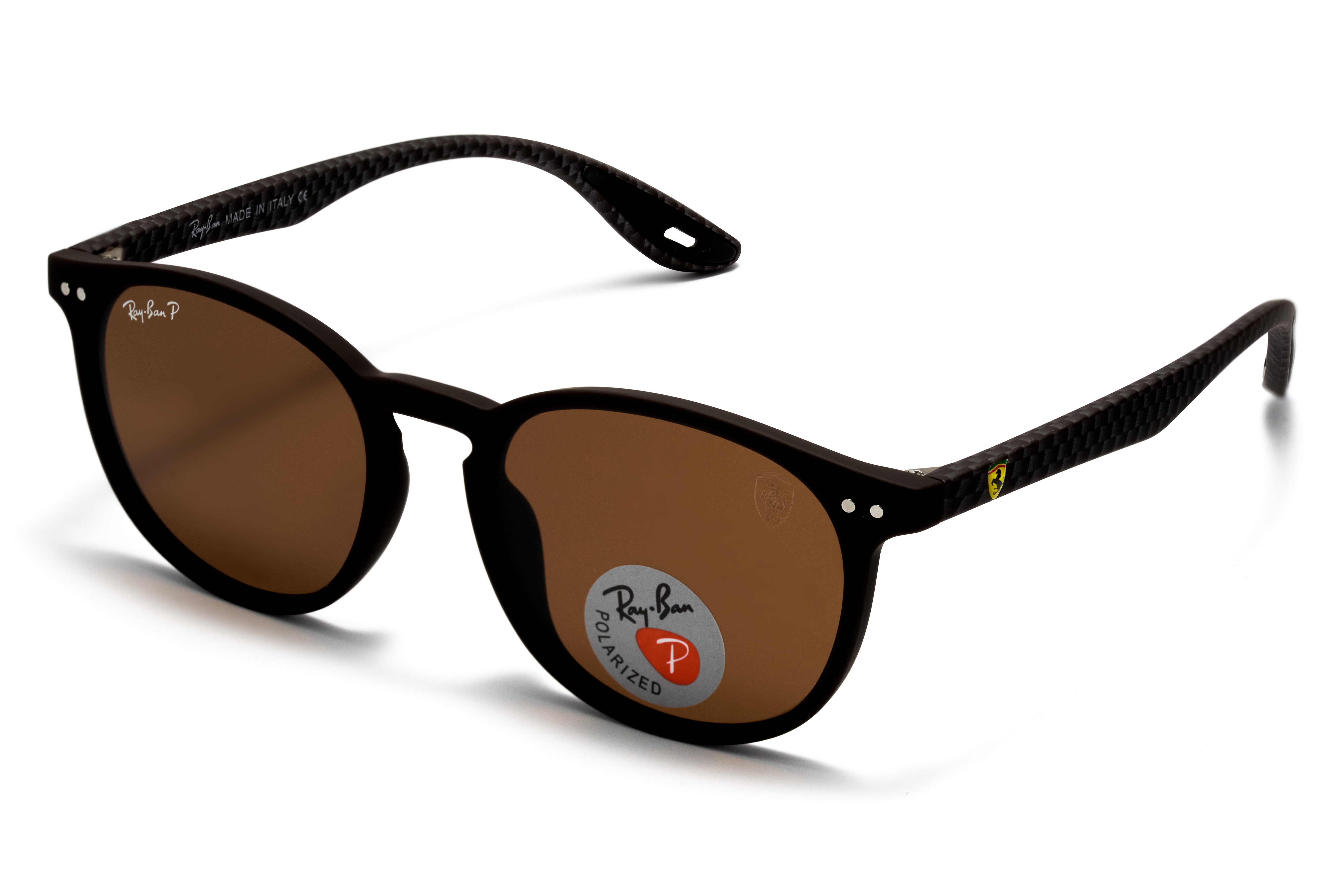 Ray-Ban x Ferrari Round P – Black Frame with Brown Polarized Lenses