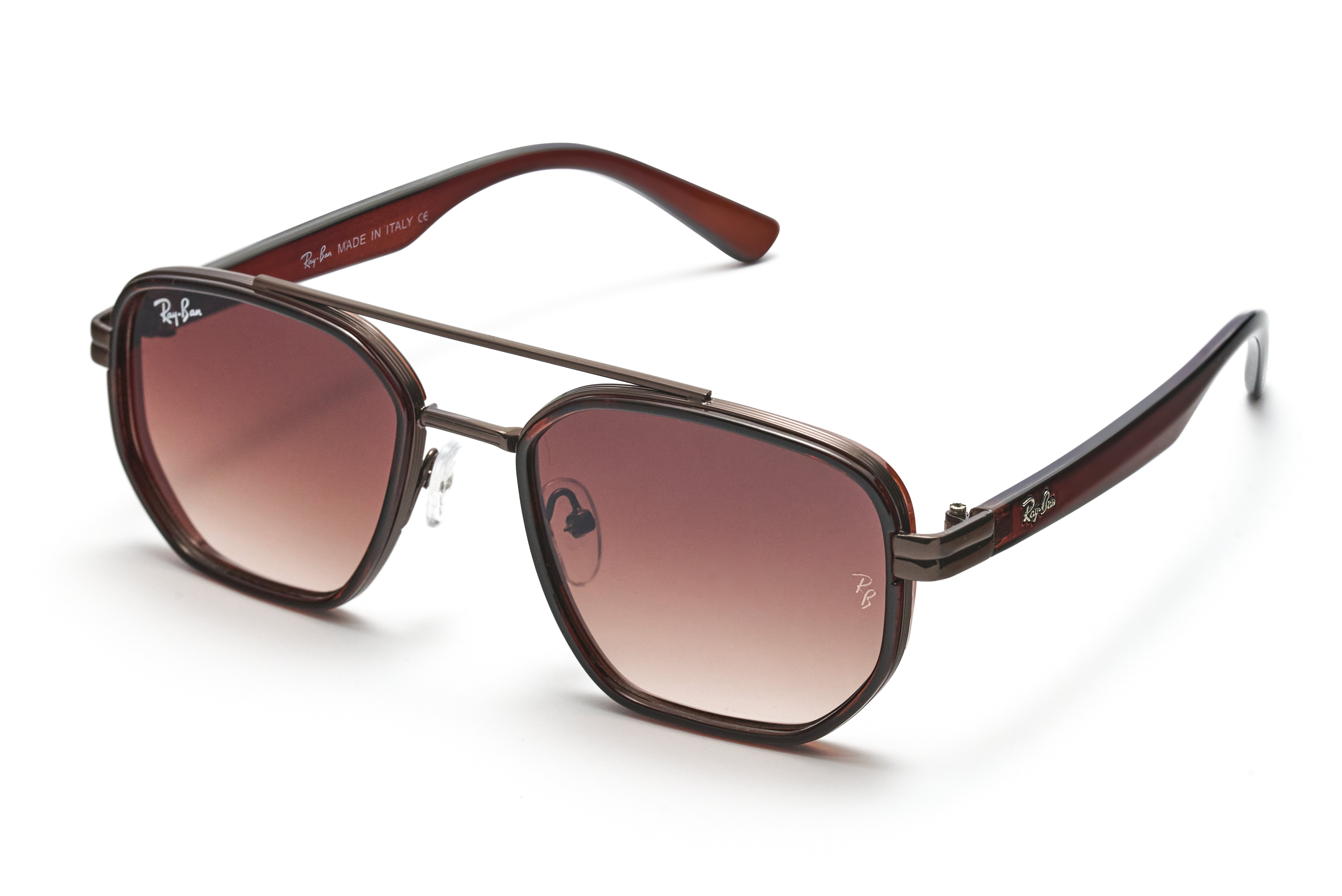 Ray-Ban Brown & Bronze Hexagonal Sunglasses – Timeless Sophistication