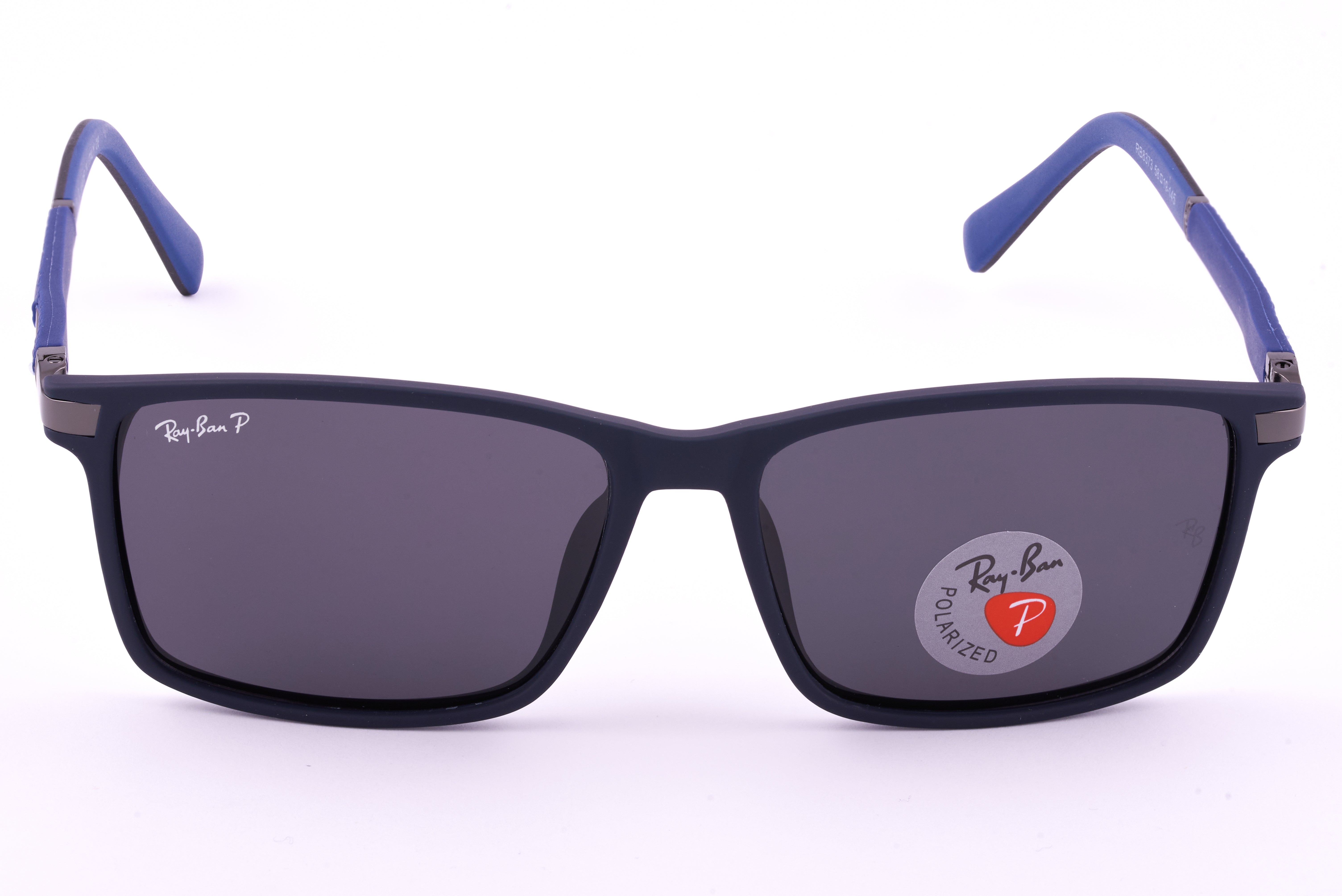 Ray-Ban Men’s Rectangular Sunglasses with Colored Arms & Polarized Lenses 02