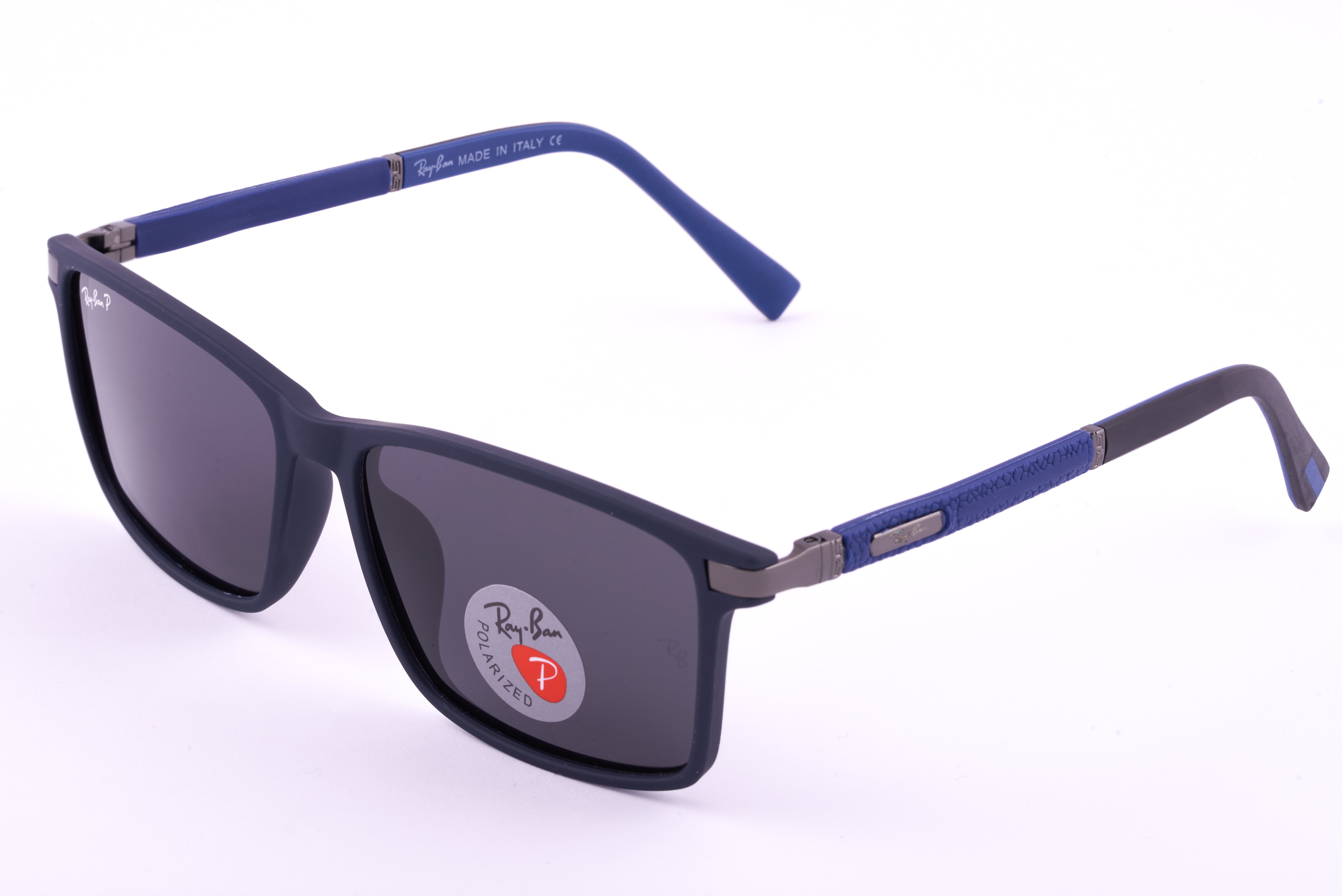 Ray-Ban Men’s Rectangular Sunglasses with Colored Arms & Polarized Lenses 02